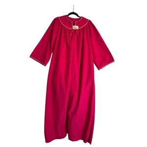 NEW Vtg Evelyn Pearson Pink Velour Pullover Nightgown Robe 1/2 Zip‎ Pockets 1X